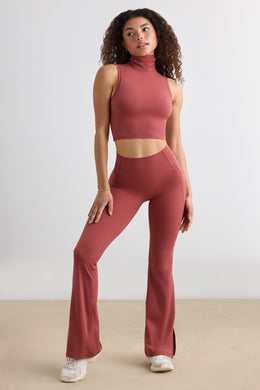 Soft Active Flared Trousers in Rust