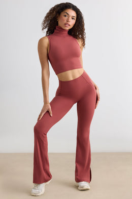 Soft Active Flared Trousers in Rust