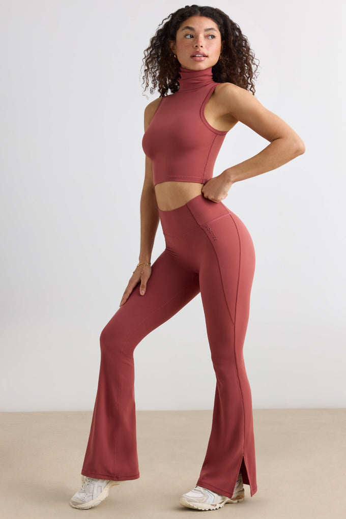 Soft Active Flared Trousers in Rust