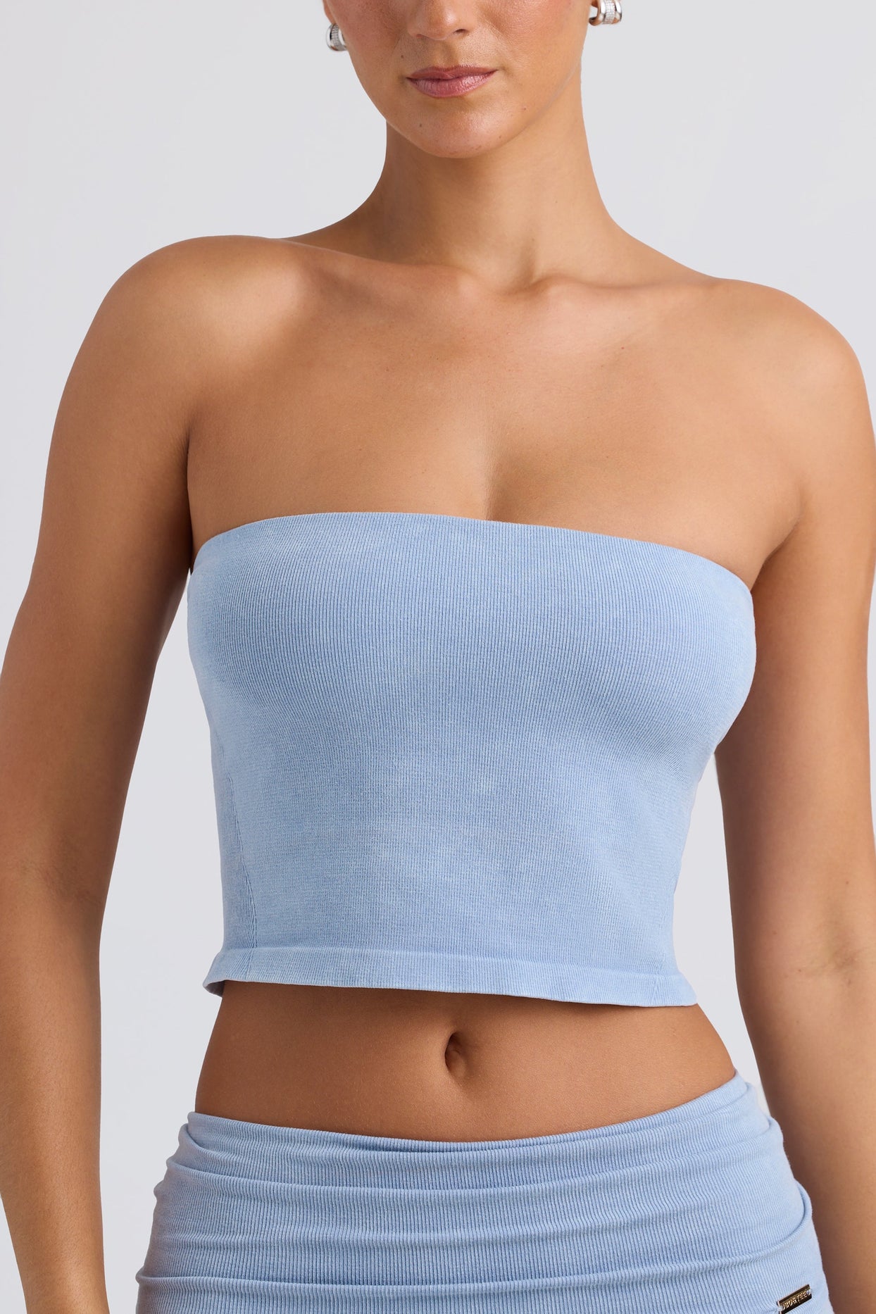 Bandeau Crop Top in Washed Blue