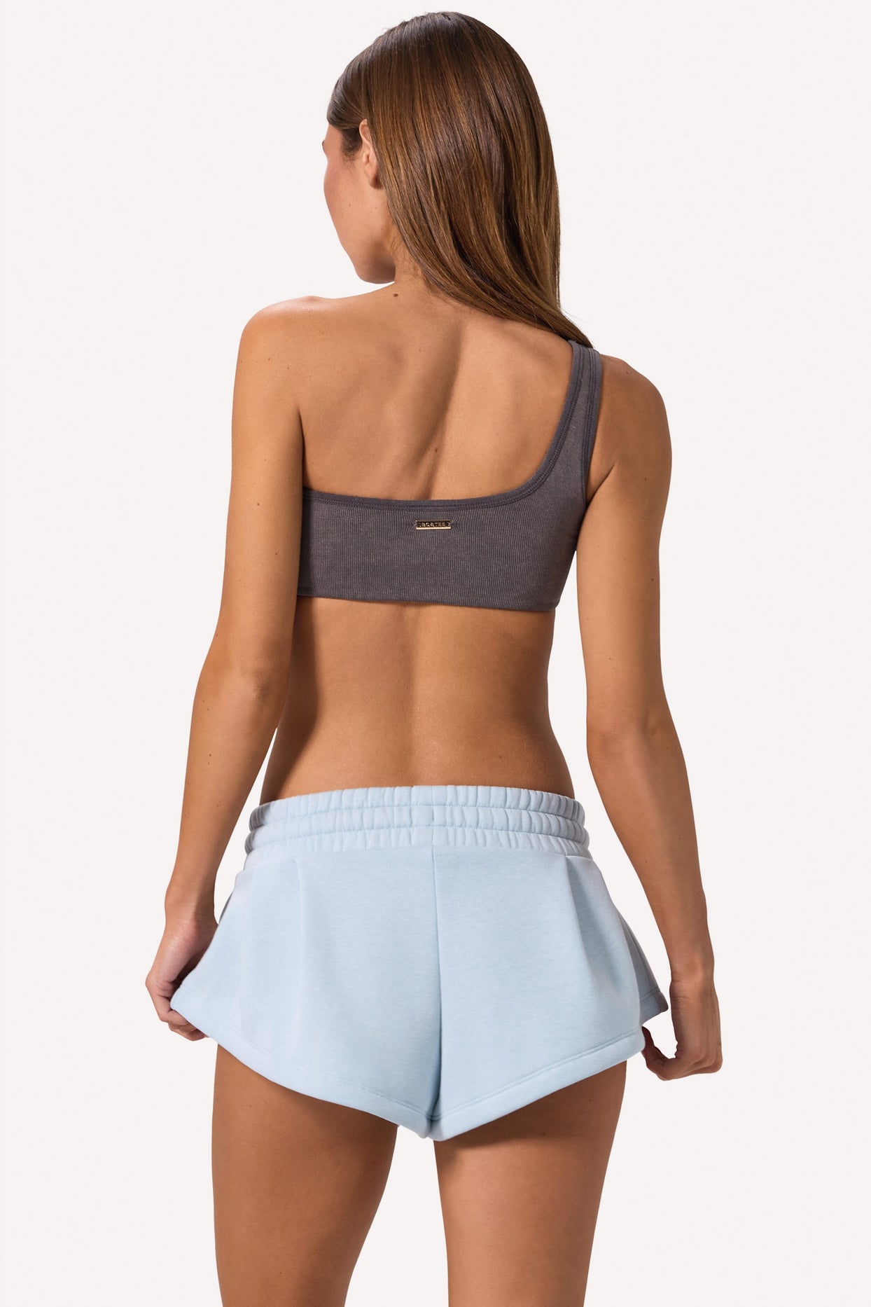 One-Shoulder Sports Bra in Washed Charcoal - 2