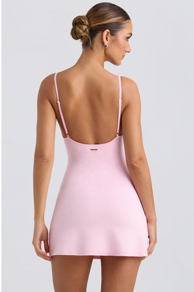 Seamless Rib A-Line Active Mini Dress in Washed Ice Pink