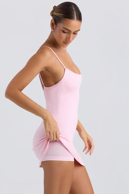 Seamless Rib A-Line Active Mini Dress in Washed Ice Pink