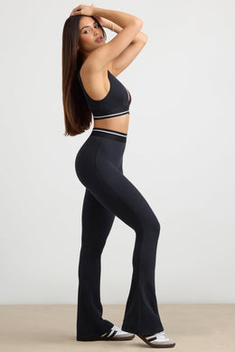 High-Waist Kick Flare Trousers in Black