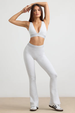 High-Waist Kick Flare Trousers in Grey Marl