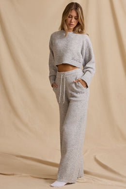 Tall Mid-Rise Wide-Leg Joggers in Ice Marl