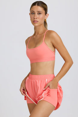 Pleated Mini Shorts in Coral