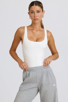 Soft Active Open-Back Bodysuit in White