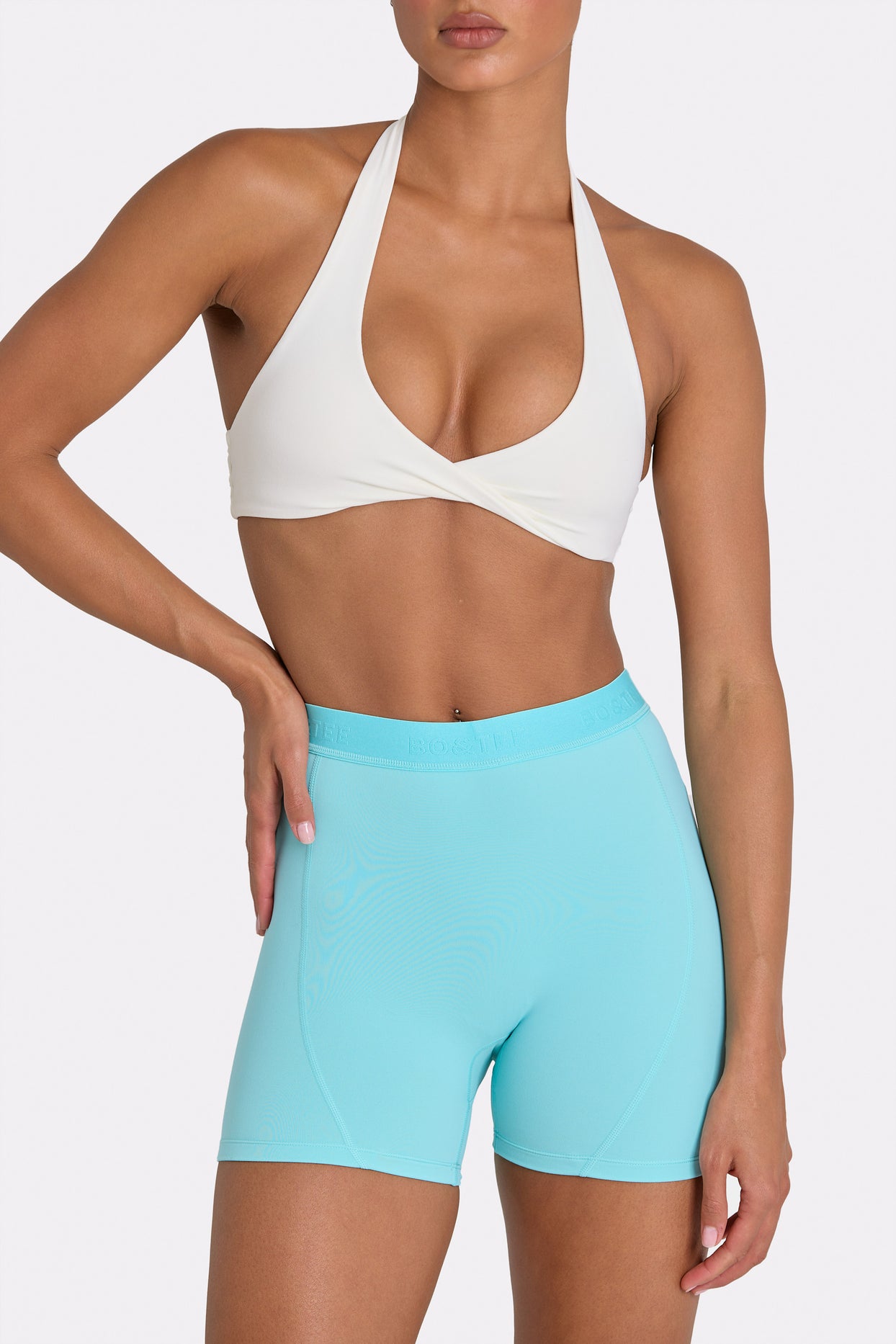 Soft Active Mini Shorts in Aqua - 4