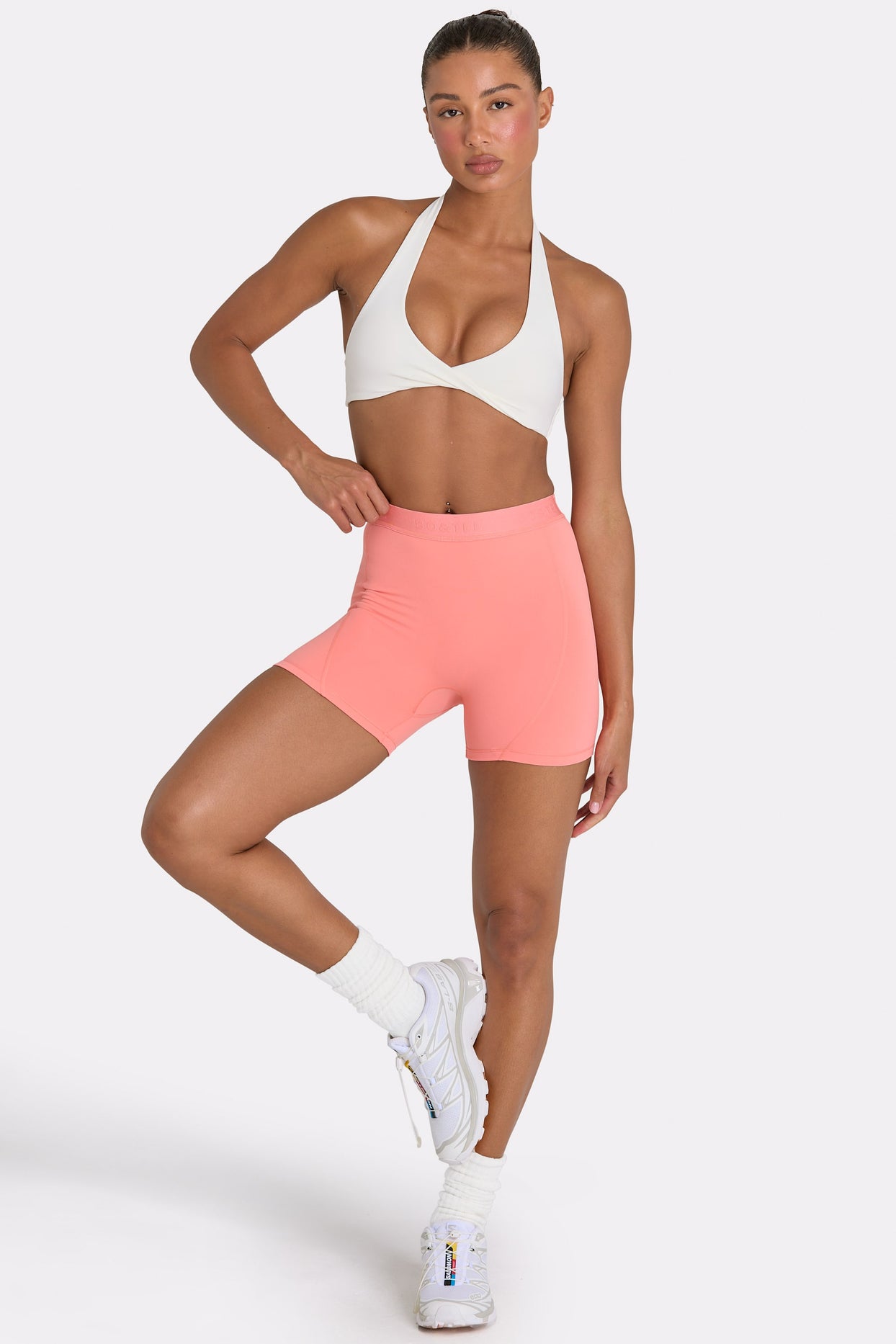 Soft Active Mini Shorts in Coral - 1