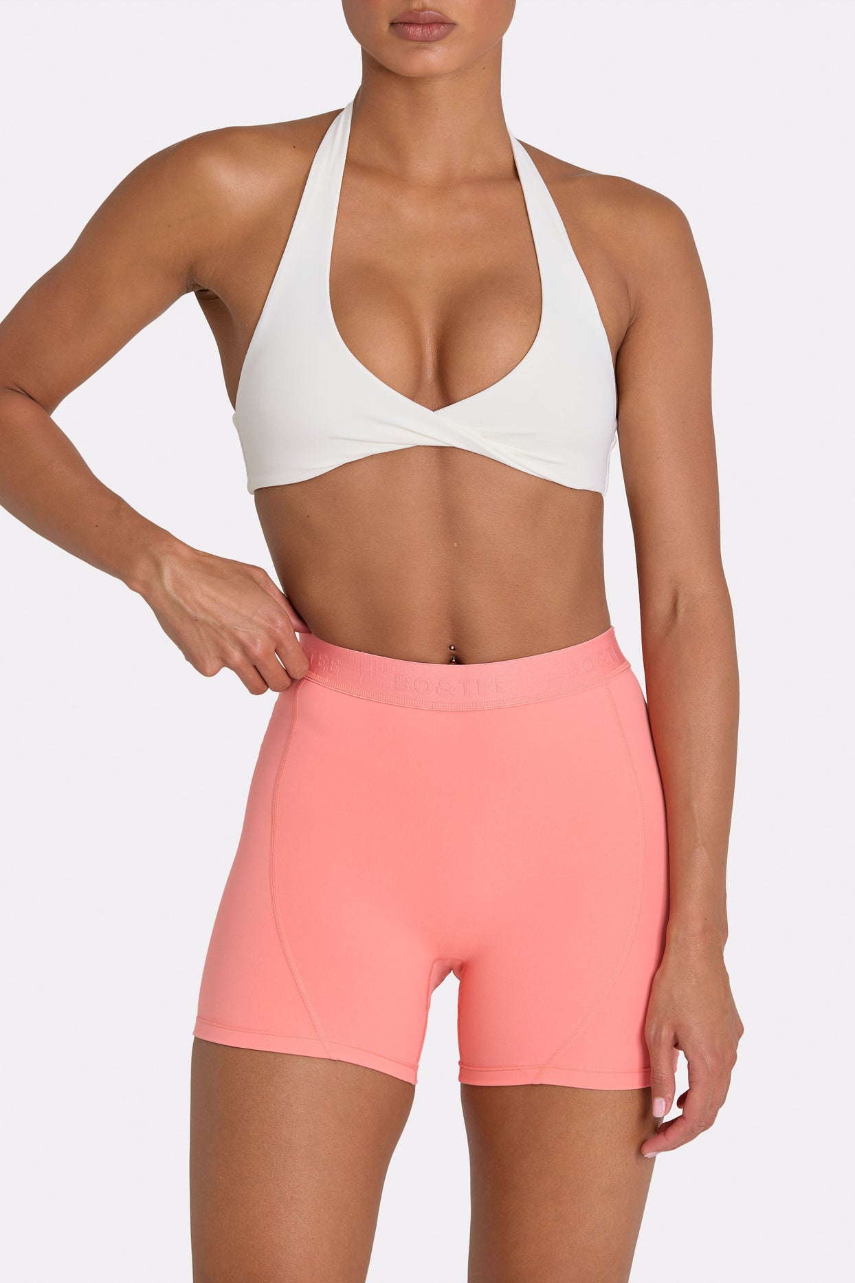 Soft Active Mini Shorts in Coral - 4