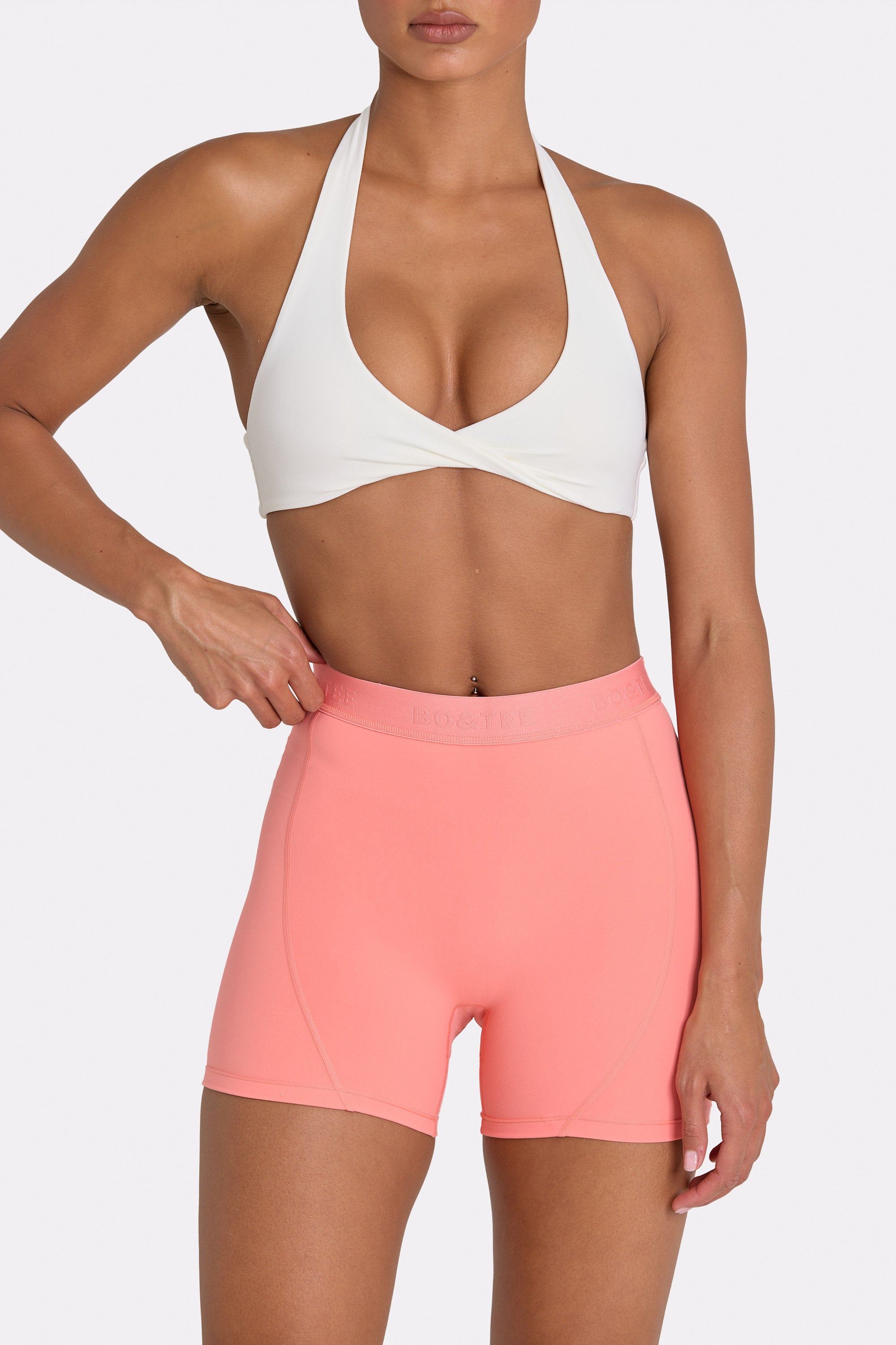 Soft Active Mini Shorts in Coral