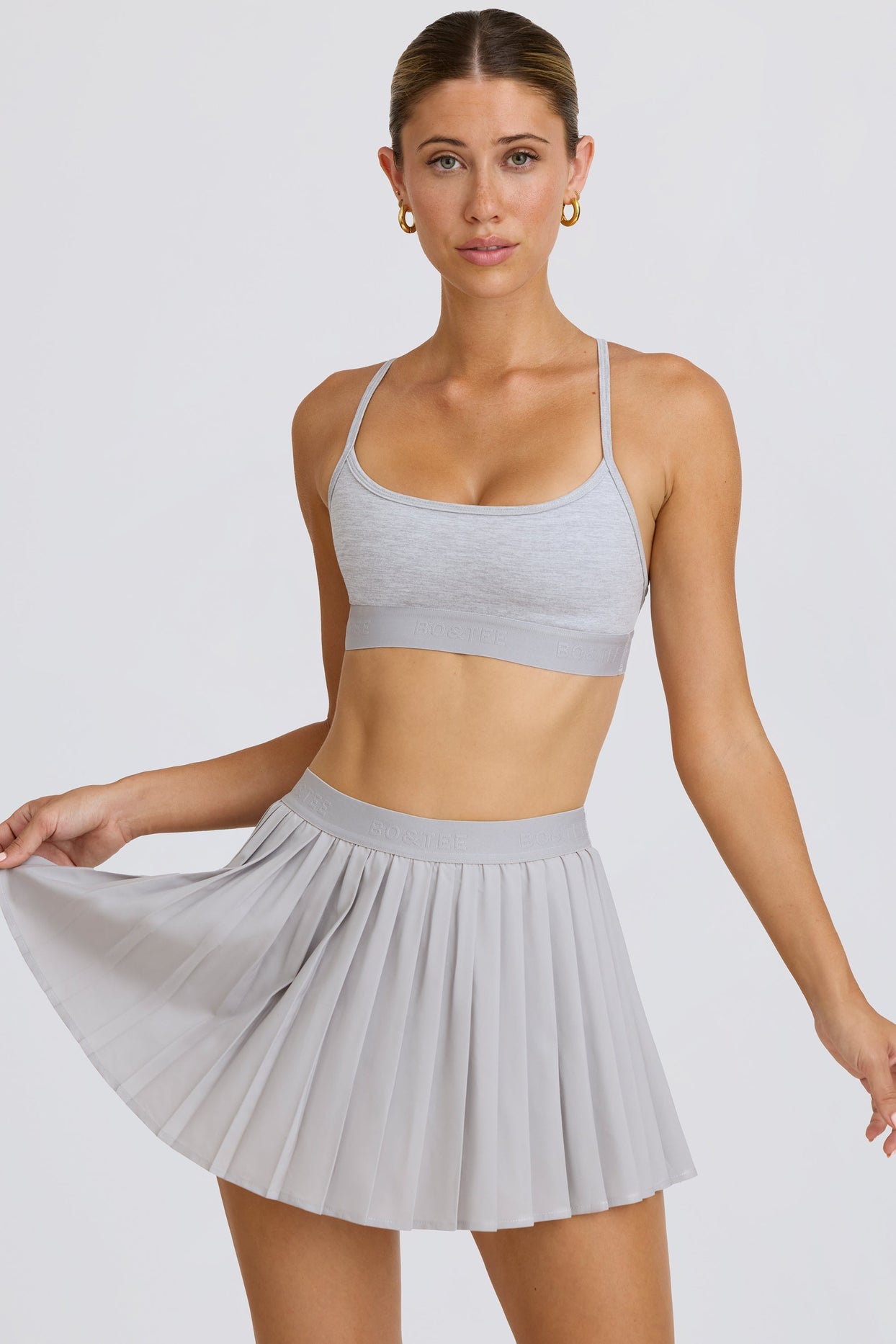 Pleated Tennis Skirt in Ice Grey