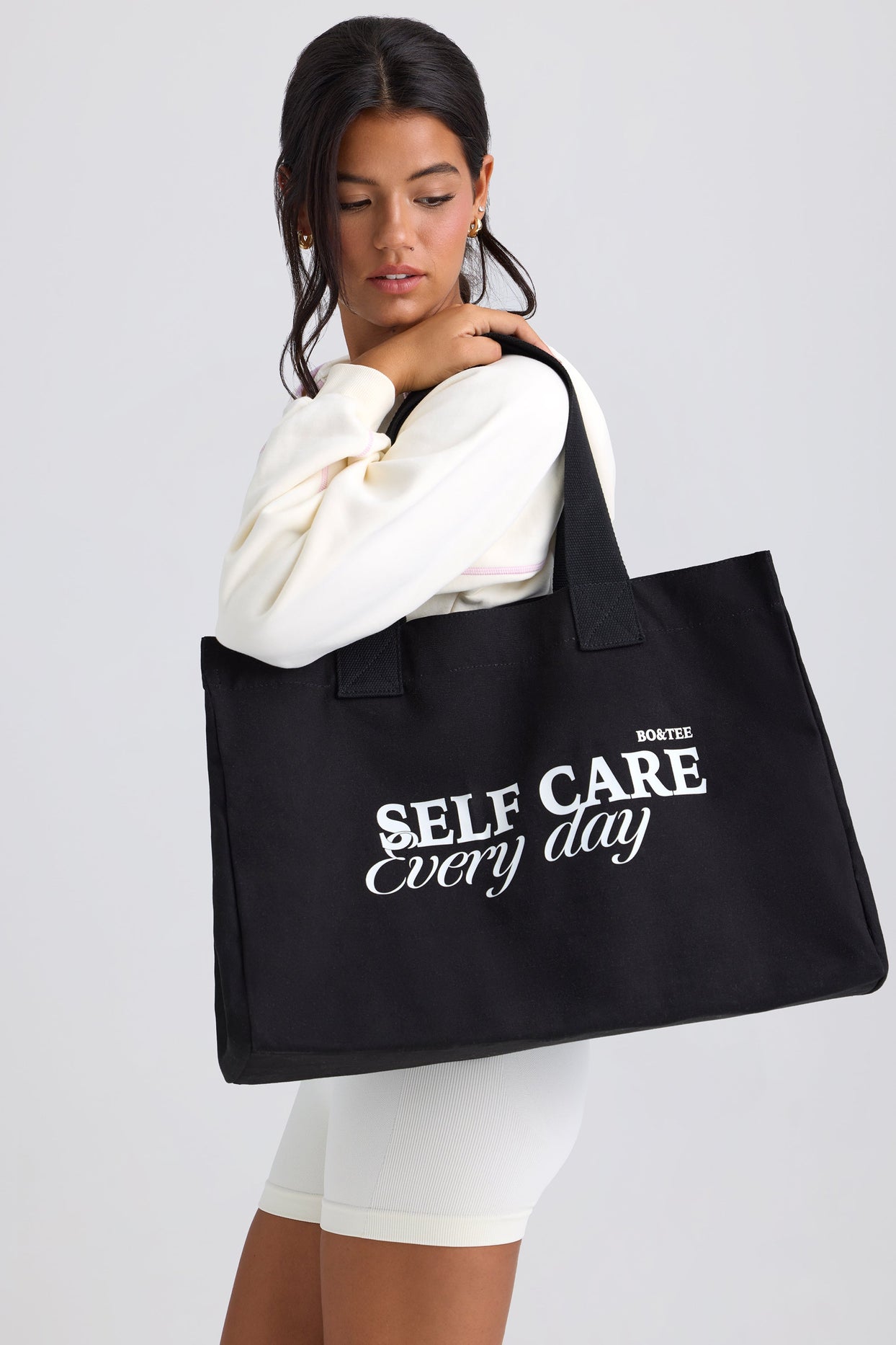 Oversized Canvas Tote Bag in Black