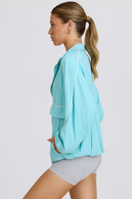 Oversized Track Jacket in Aqua