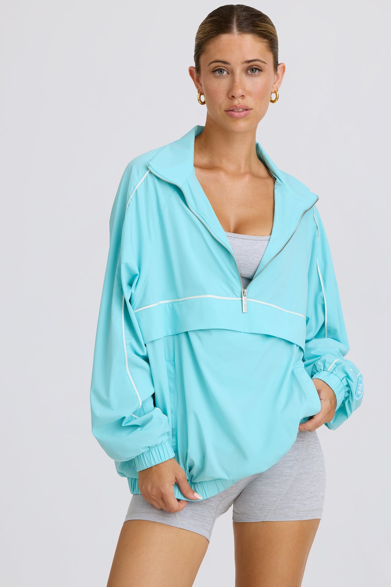 Oversized Track Jacket in Aqua