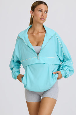 Oversized Track Jacket in Aqua