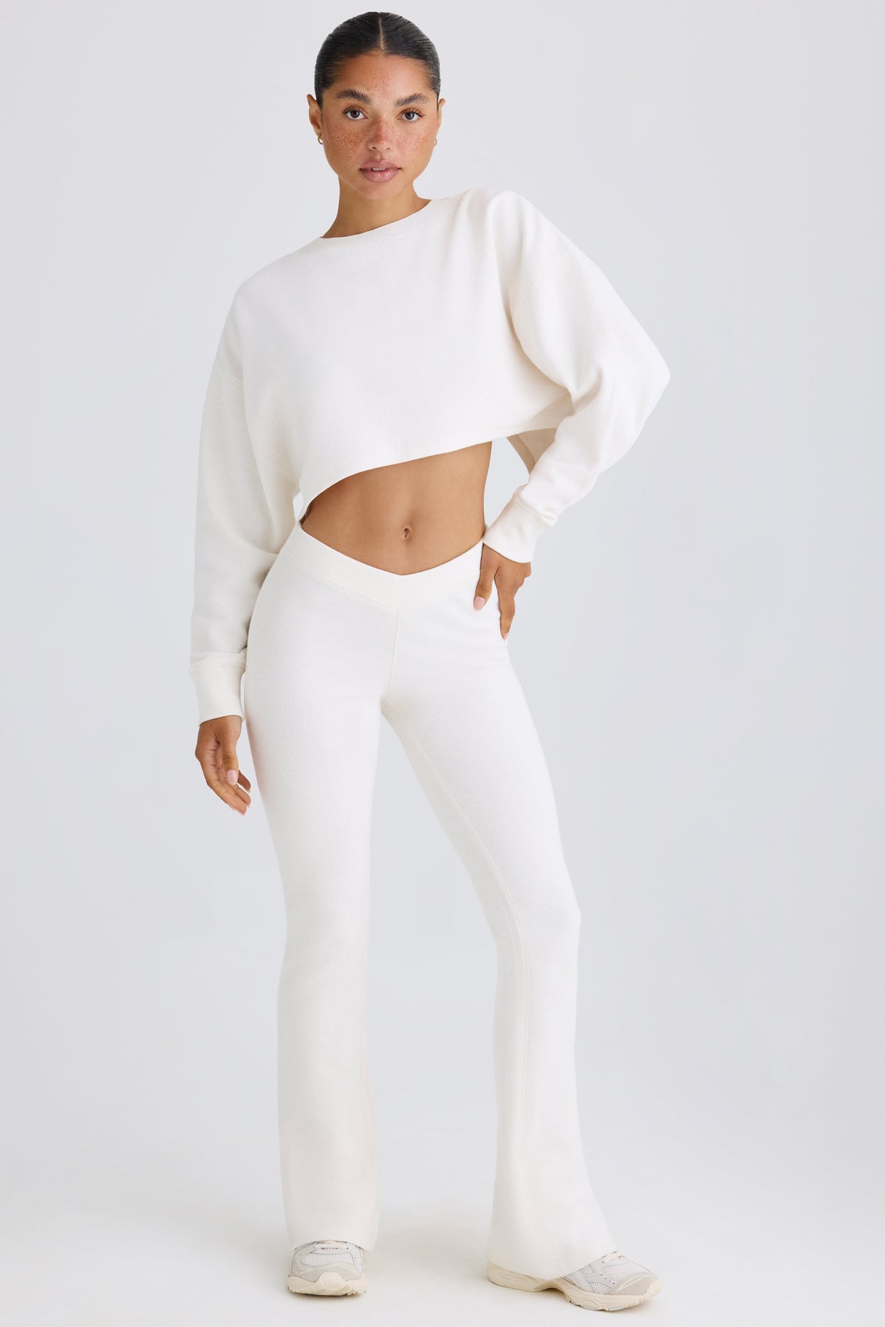 Petite Flared Trousers in White