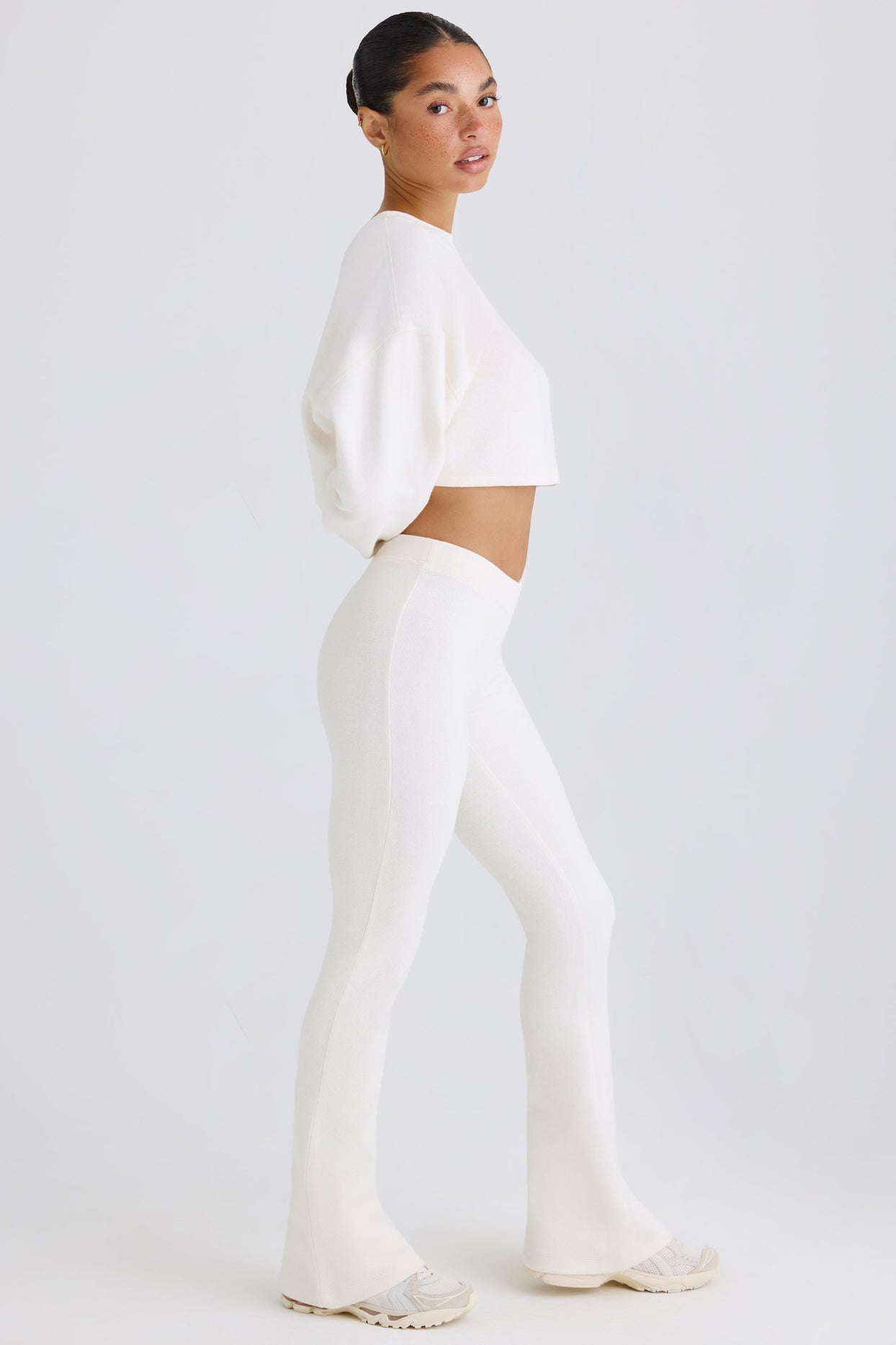 Petite Flared Trousers in White