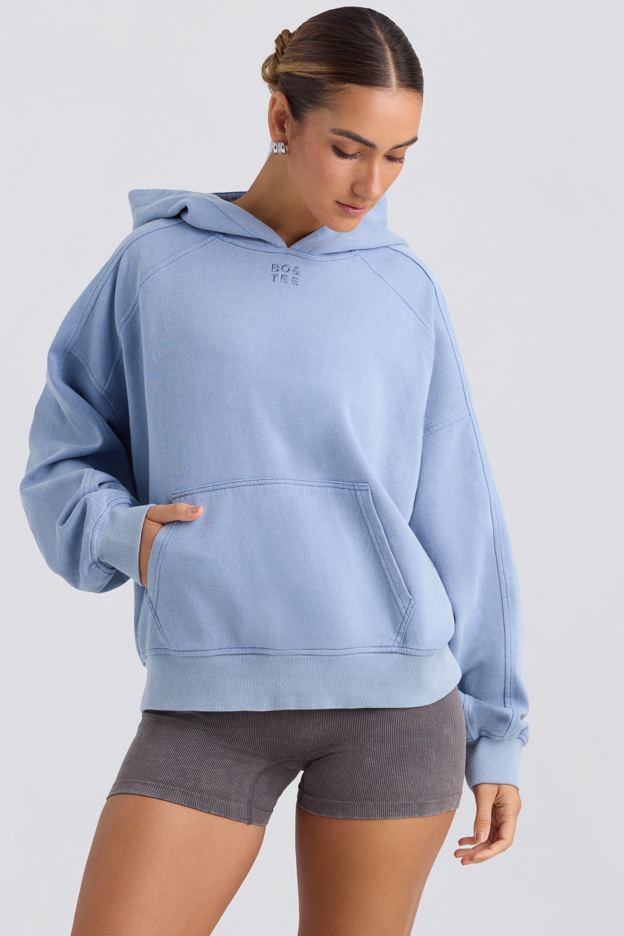 Oversized Hoodie in Washed Blue Oh Polly