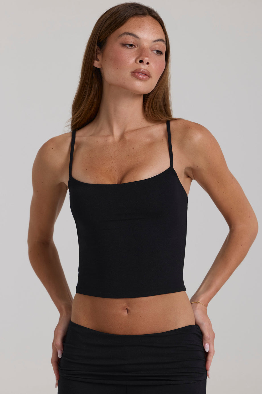Modal Cropped Tank Top in Black