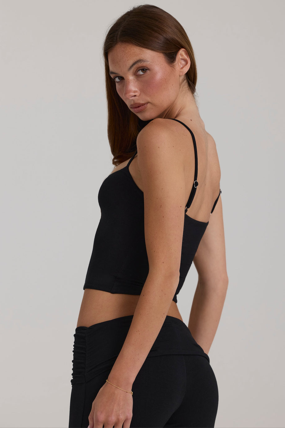 Modal Cropped Tank Top in Black