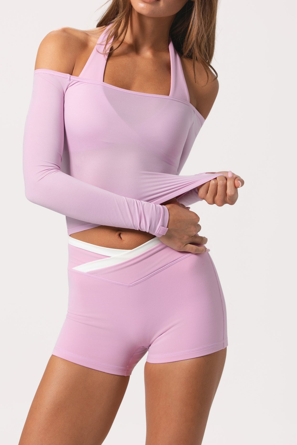 Soft Jersey Off-Shoulder Top in Sweet Pink - 4