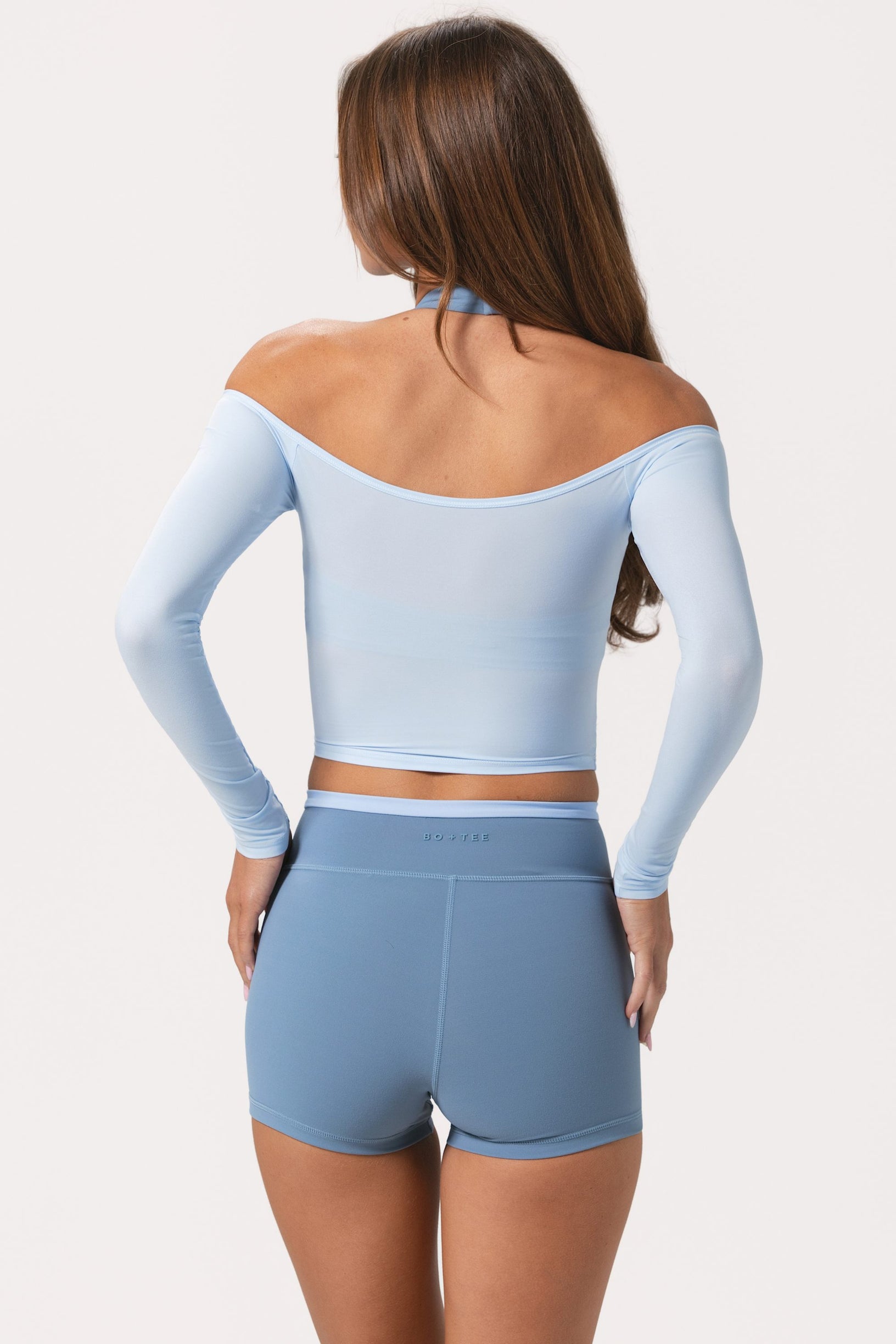 Soft Jersey Off-Shoulder Top in Powder Blue - 2