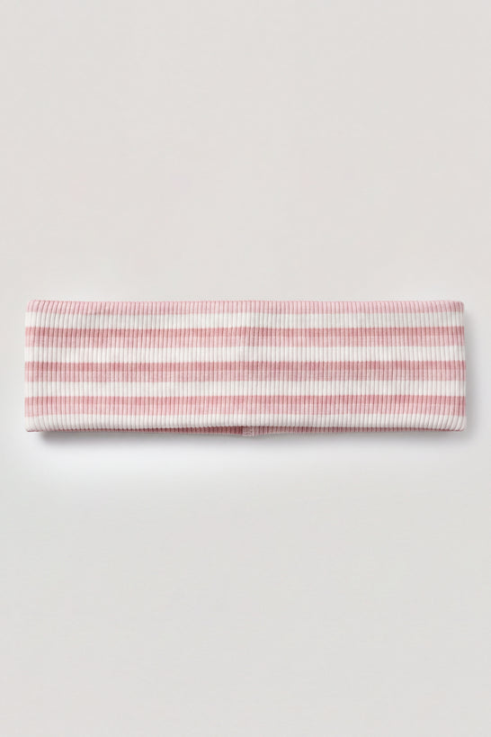 Ribbed Jersey Headband in Pink Stripe