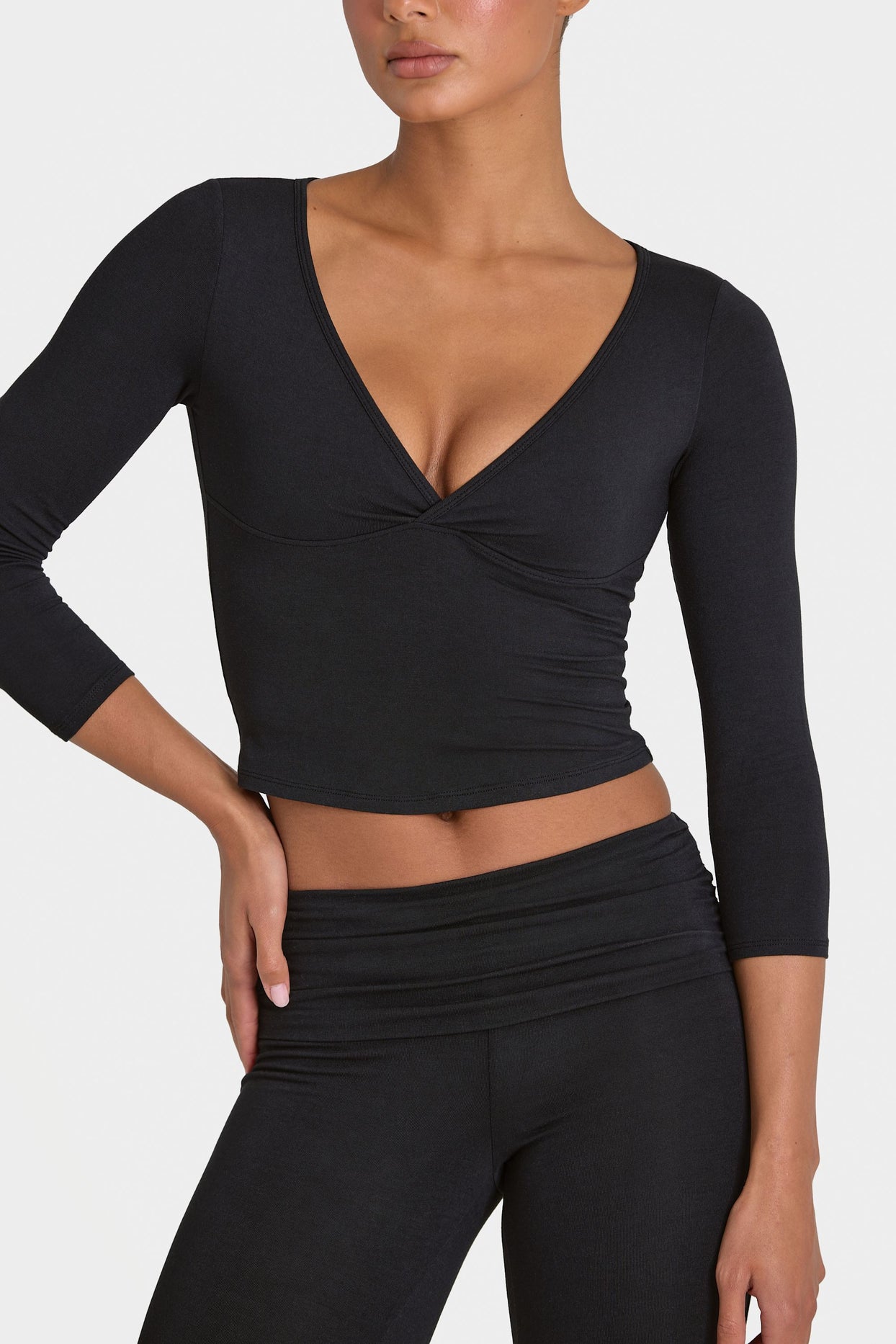 ButterCloud™ 3/4 Sleeve Top in Black - 5