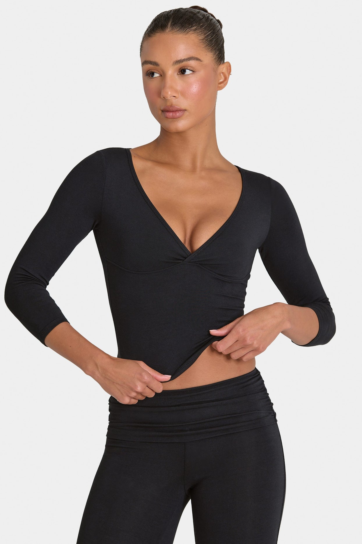 ButterCloud™ 3/4 Sleeve Top in Black - 6