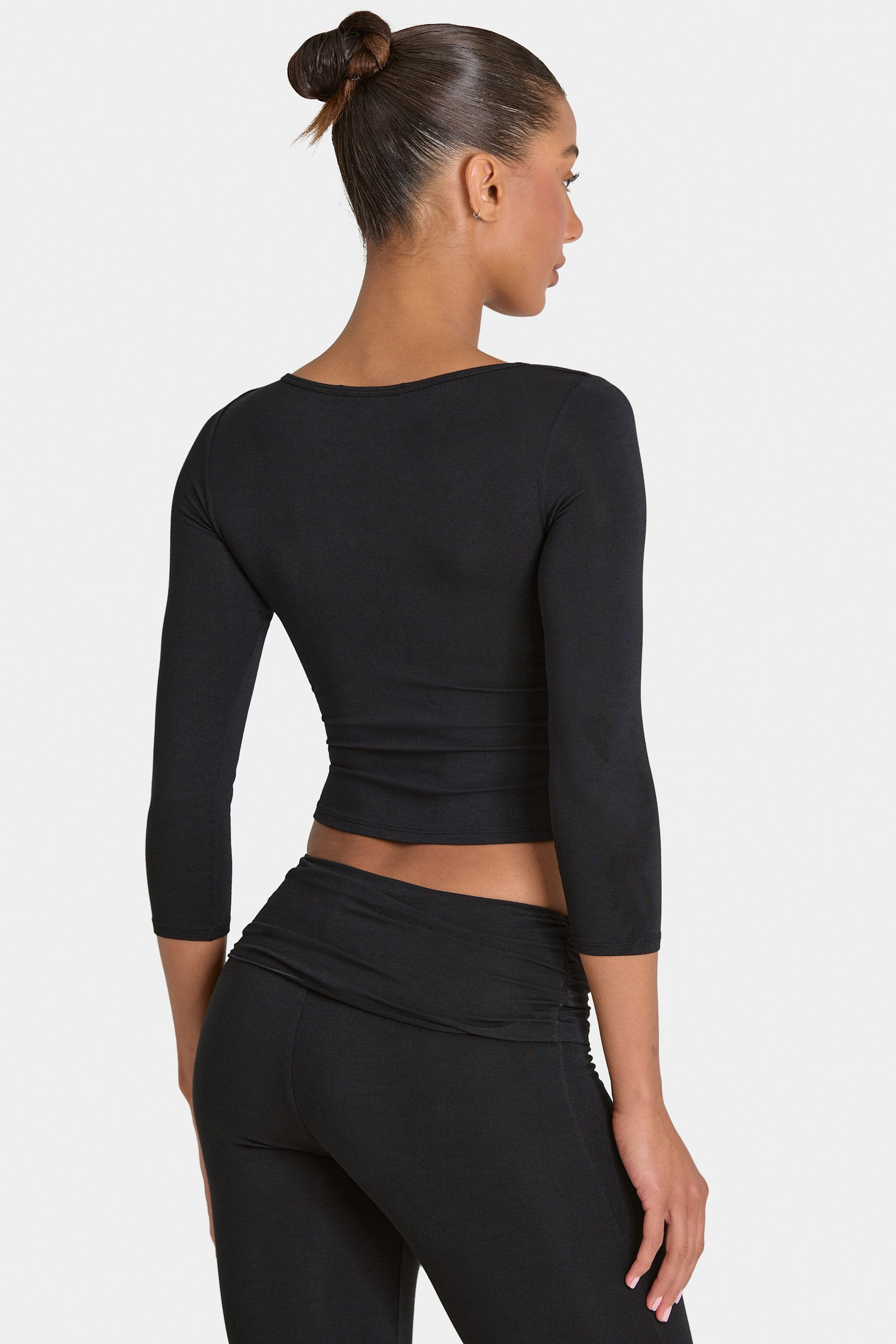 ButterCloud™ 3/4 Sleeve Top in Black - 2
