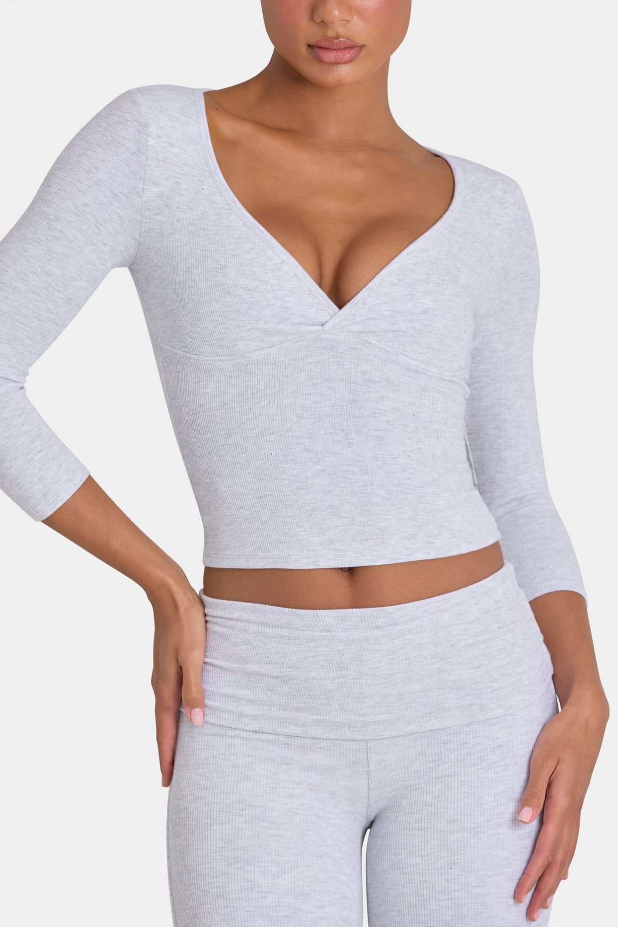 ButterCloud™ 3/4 Sleeve Top in Grey Marl - 3