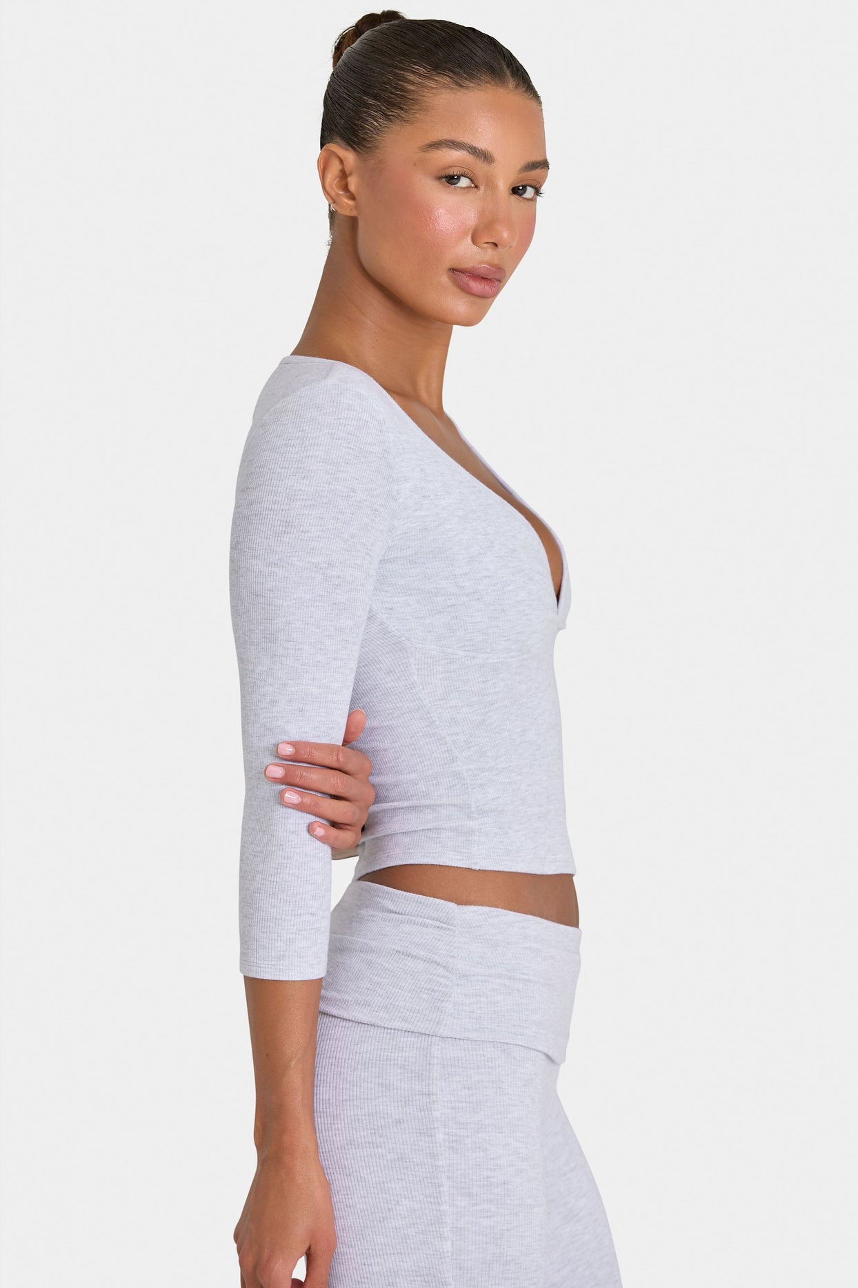 ButterCloud™ 3/4 Sleeve Top in Grey Marl - 4
