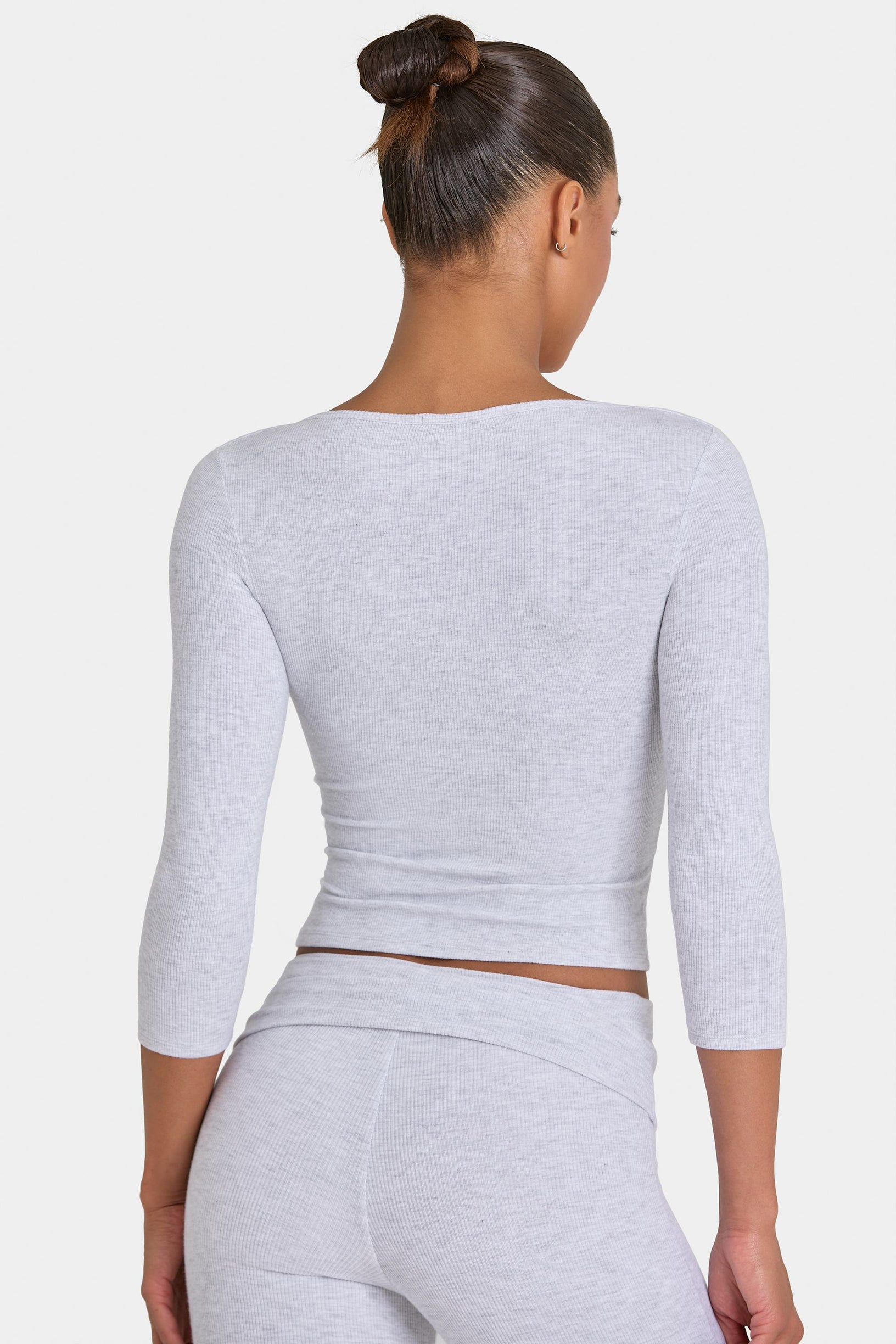 ButterCloud™ 3/4 Sleeve Top in Grey Marl - 2
