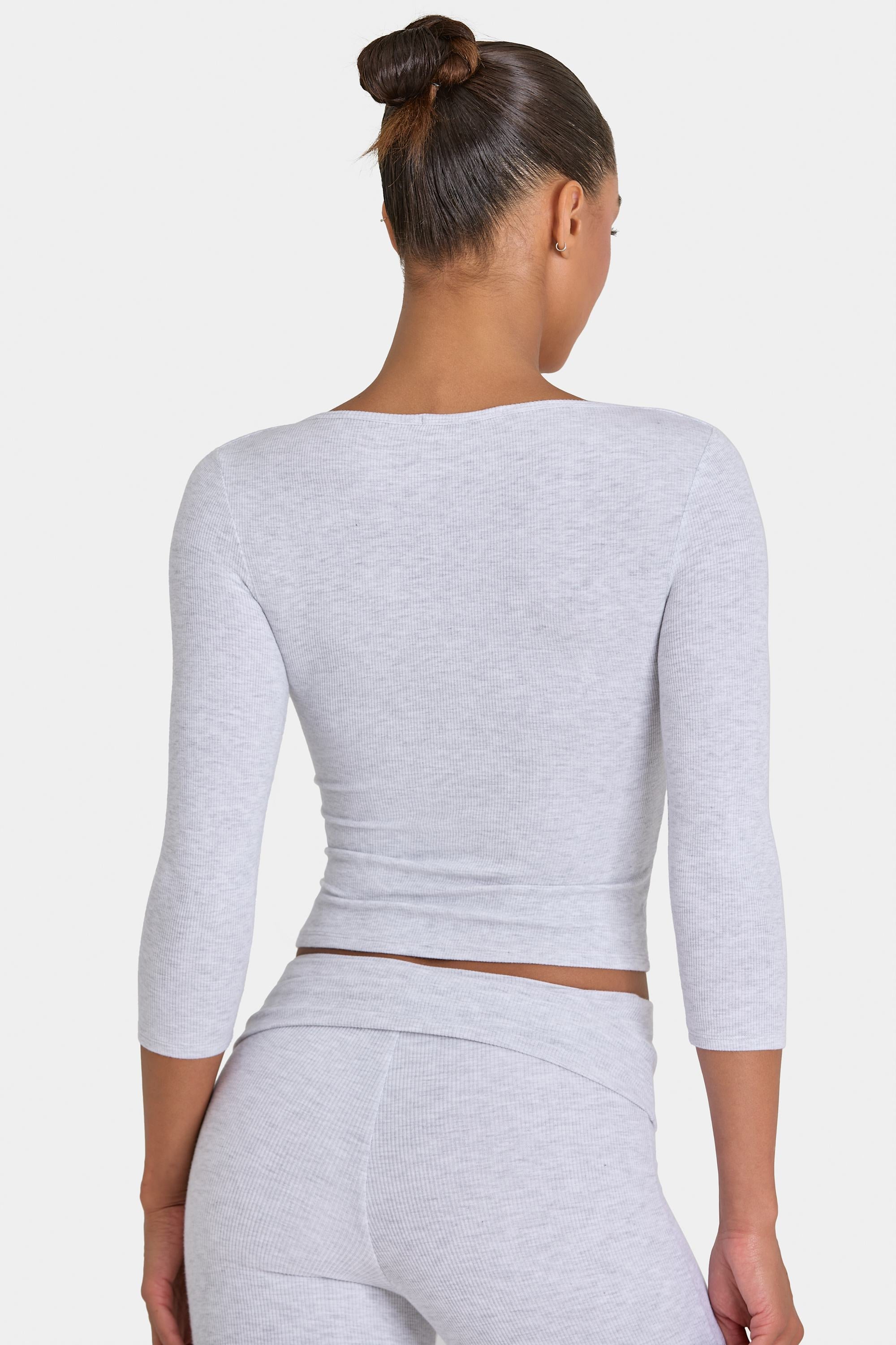 ButterCloud™ 3/4 Sleeve Top in Grey Marl - 2