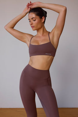 UltraFlex Cross-Back Sports Bra in Taupe Brown