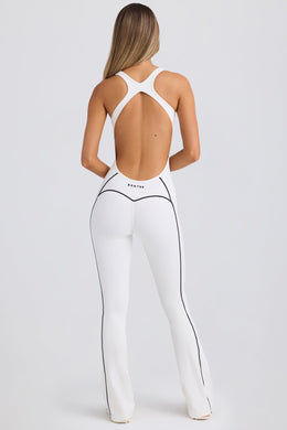 Petite Soft Active Open-Back Jumpsuit in White