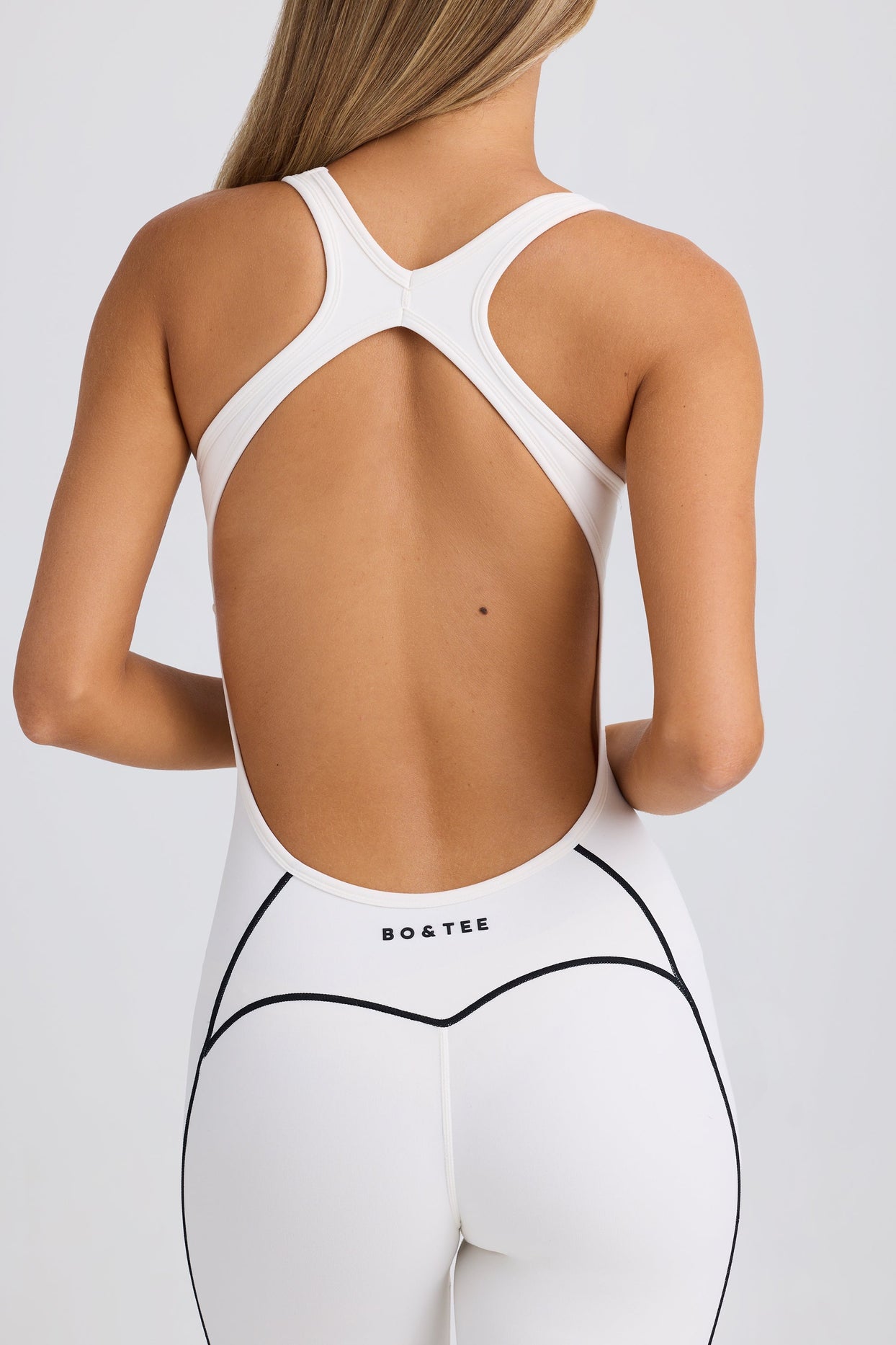 Soft Active Open-Back Jumpsuit in White