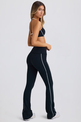 Soft Active Foldover Flared Trousers in Black