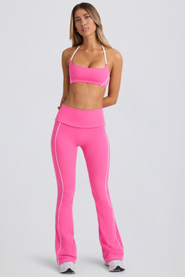 Petite Soft Active Foldover Flared Trousers in Bubblegum Pink