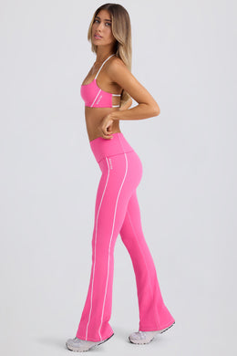 Tall Soft Active Foldover Flared Trousers in Bubblegum Pink