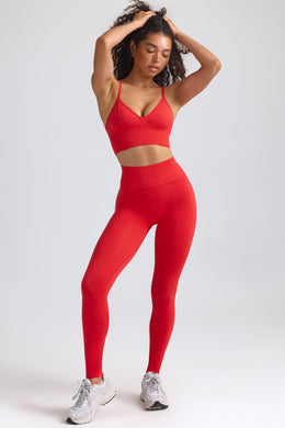 Petite Define Luxe High-Waist Leggings in Poppy Red