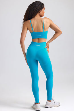 Define Luxe High-Waist Leggings in Turquoise Blue