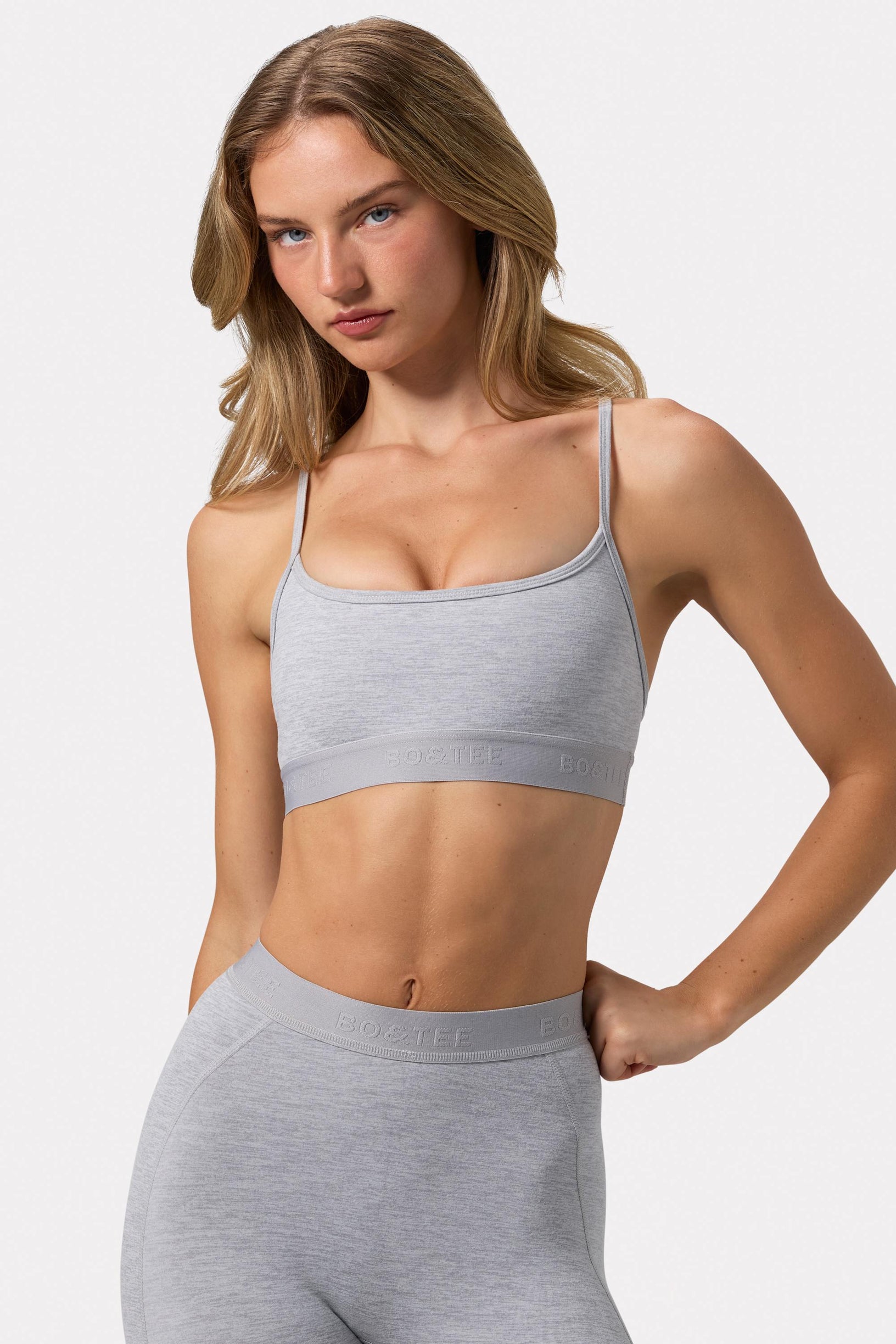 Soft Active Cross-Back Sports Bra in Grey Marl - 1