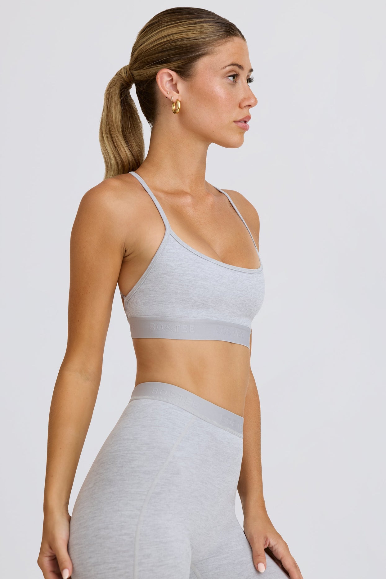 Soft Active Cross-Back Sports Bra in Grey Marl