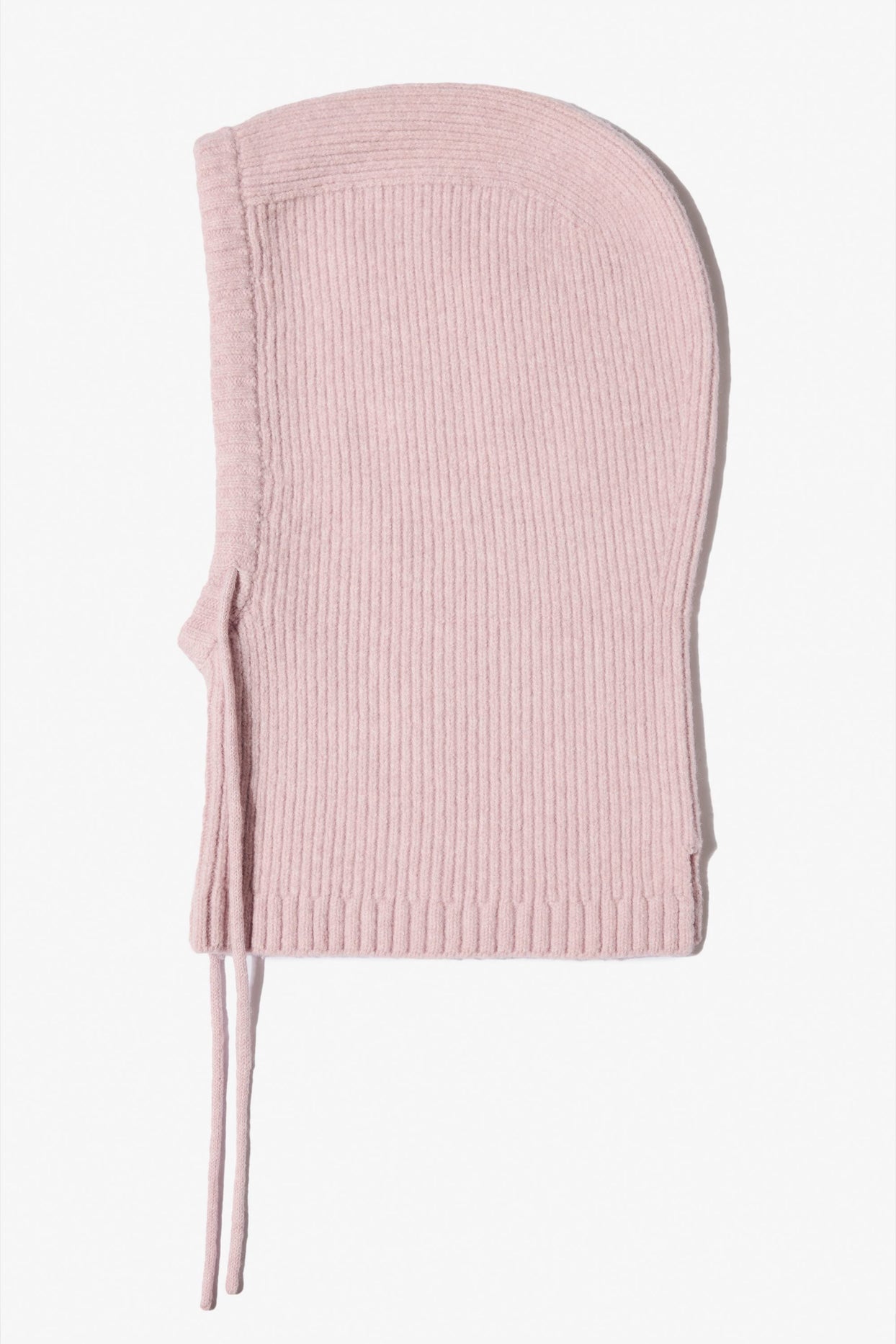 Knit Drawstring Balaclava in Powder Pink