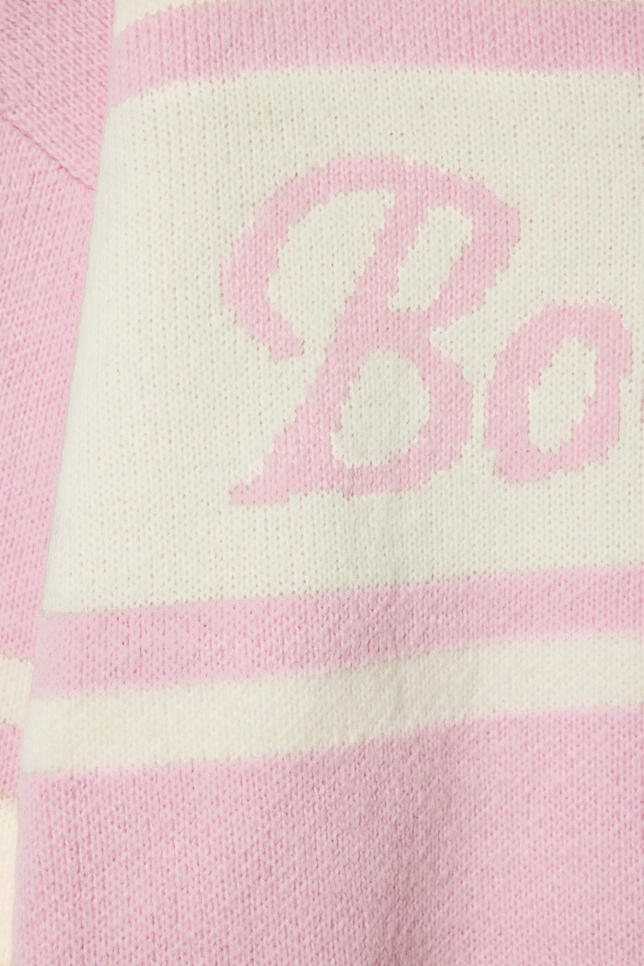 سترة محبوكة كبيرة الحجم بياقة مدورة باللون الوردي البودري