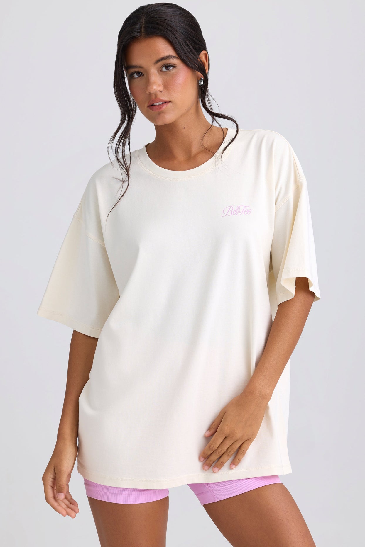 Oversized Short-Sleeve T-Shirt in Eggshell