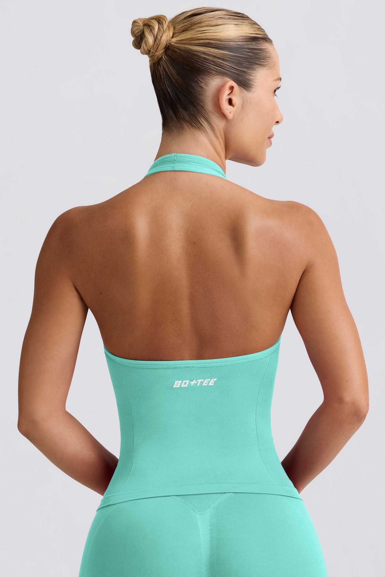 Define Luxe Halterneck Tank Top in Mint - 2